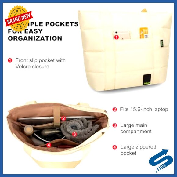 Amazon.com | Tote Bag for Women, Large Quilted Work Shoulder  Large Lightweight Quilted Tote Bag with Zipper Padded Laptop Sleeve